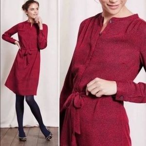 Boden Paula Belted Dot Printed Shirt Dress, Sz 2